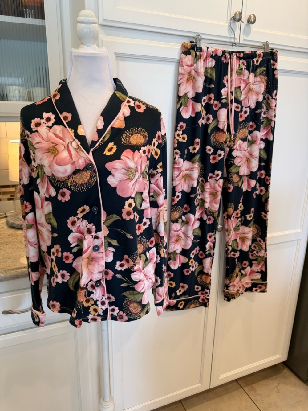 Room Service Floral Pajama Set - Pink & Blue NWT Size Medium
